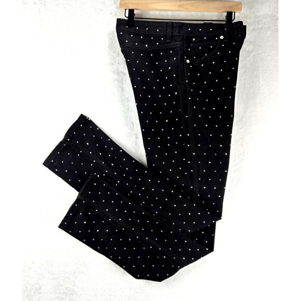 Black Rhinestone Jeans by Gianni Bini Denim Embellished Diamond Flash Sexy Party